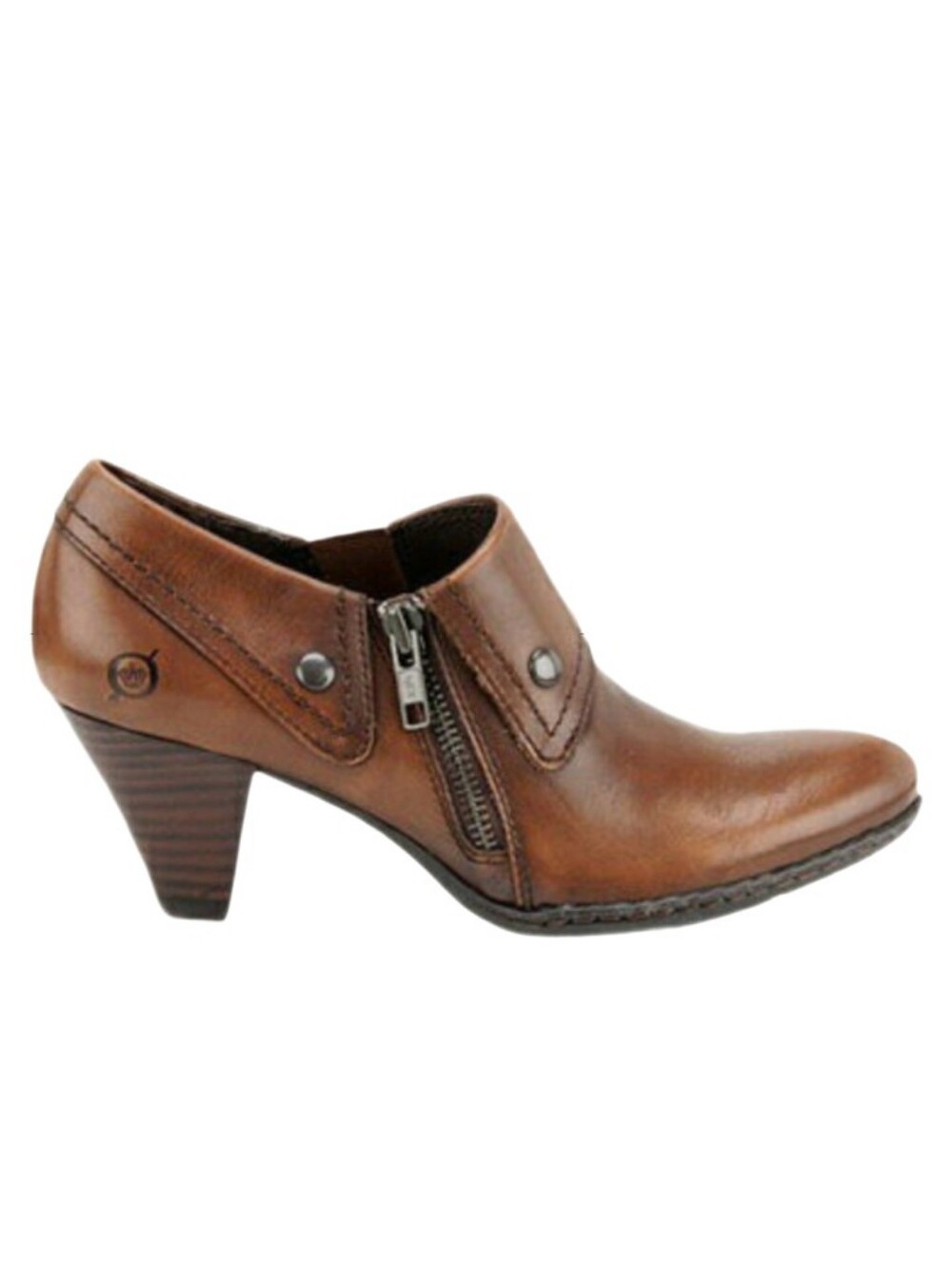 👞 Born Chestnut Brown Leather Tanya Shooties Oxford Booties Heeled Shoes